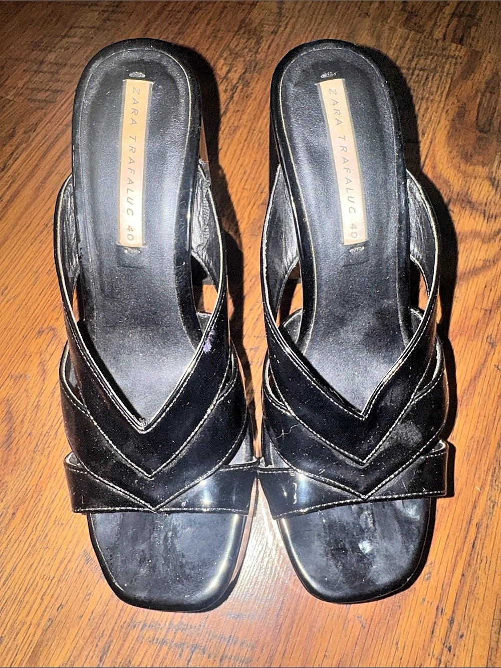 Zara Trafaluc Black Patent Platform Heels PSCZT1